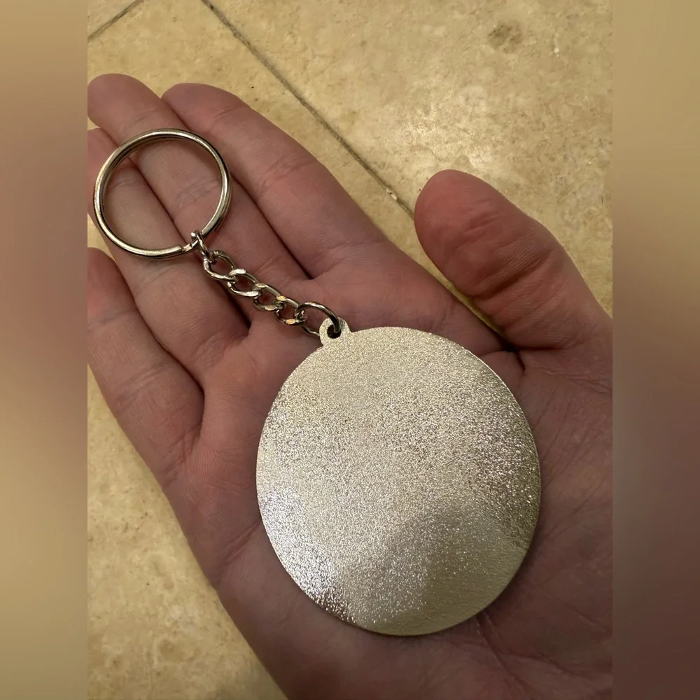 NWT Silver and Black Slow Yourself Down Keychain from Hanalei in Kauai